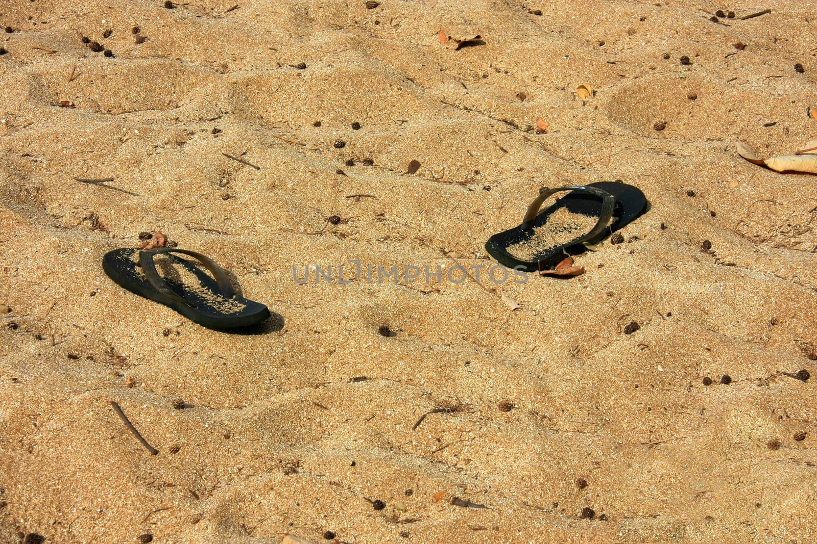 A forgotten pair of shoes on the autumn beach