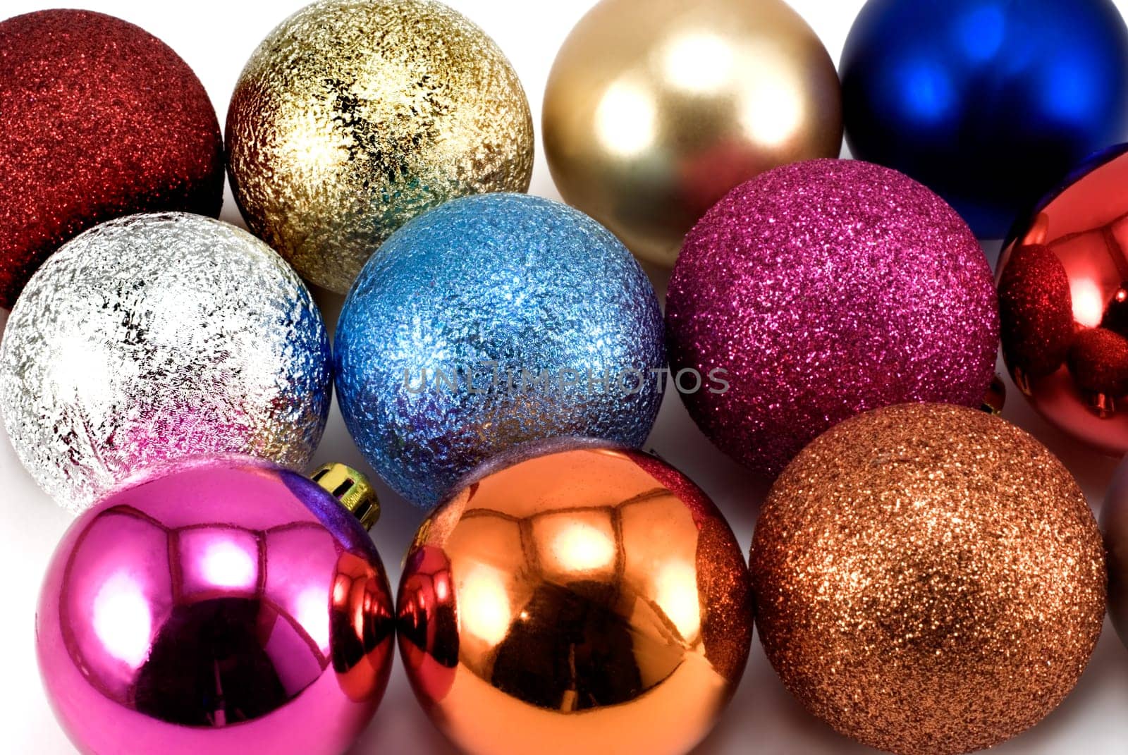 Christmas-tree  balls are photographed close up