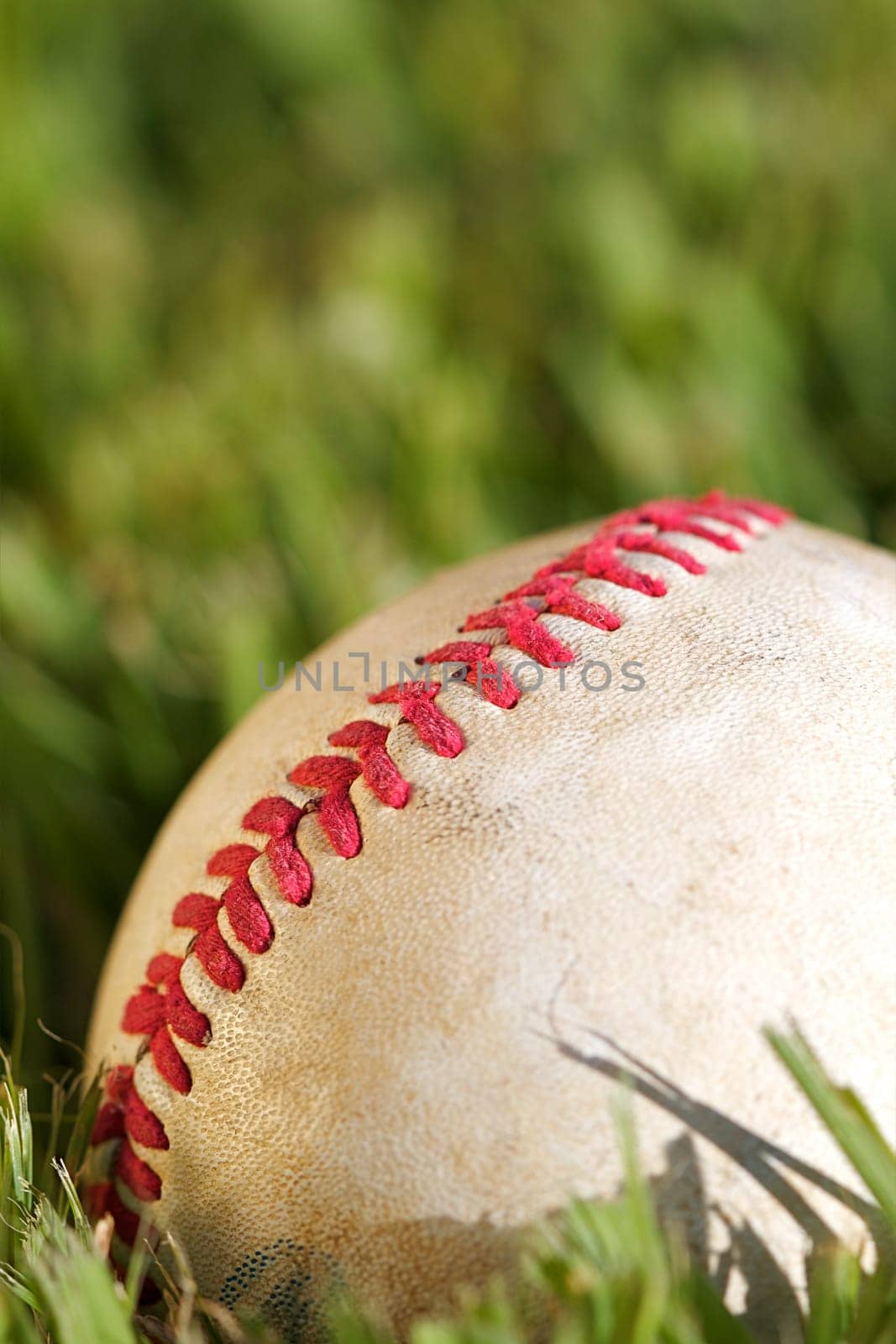 A close up of a baseball for a sports game