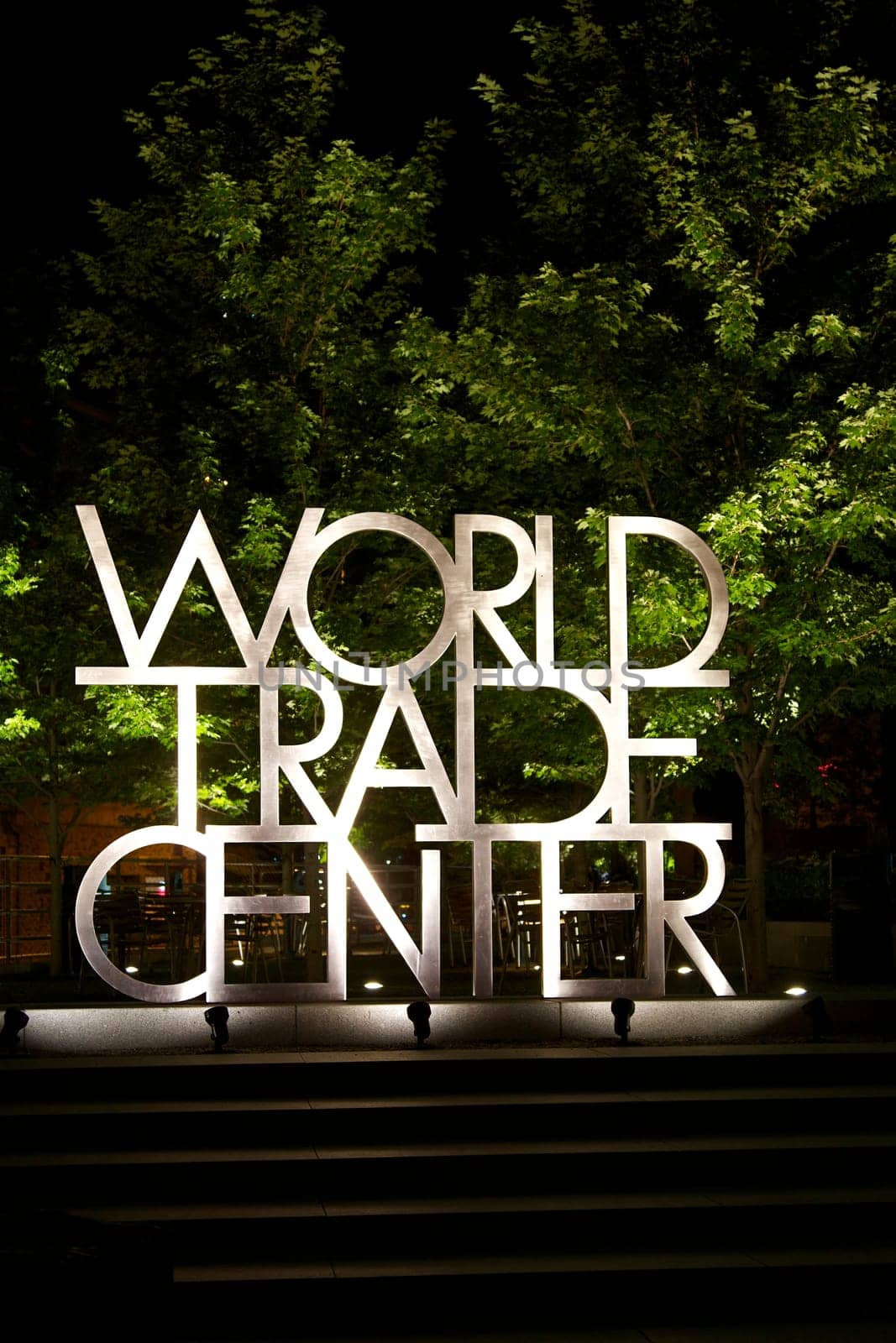 An outdoor sign in front of the Denver Colorado WOrld Trade Center