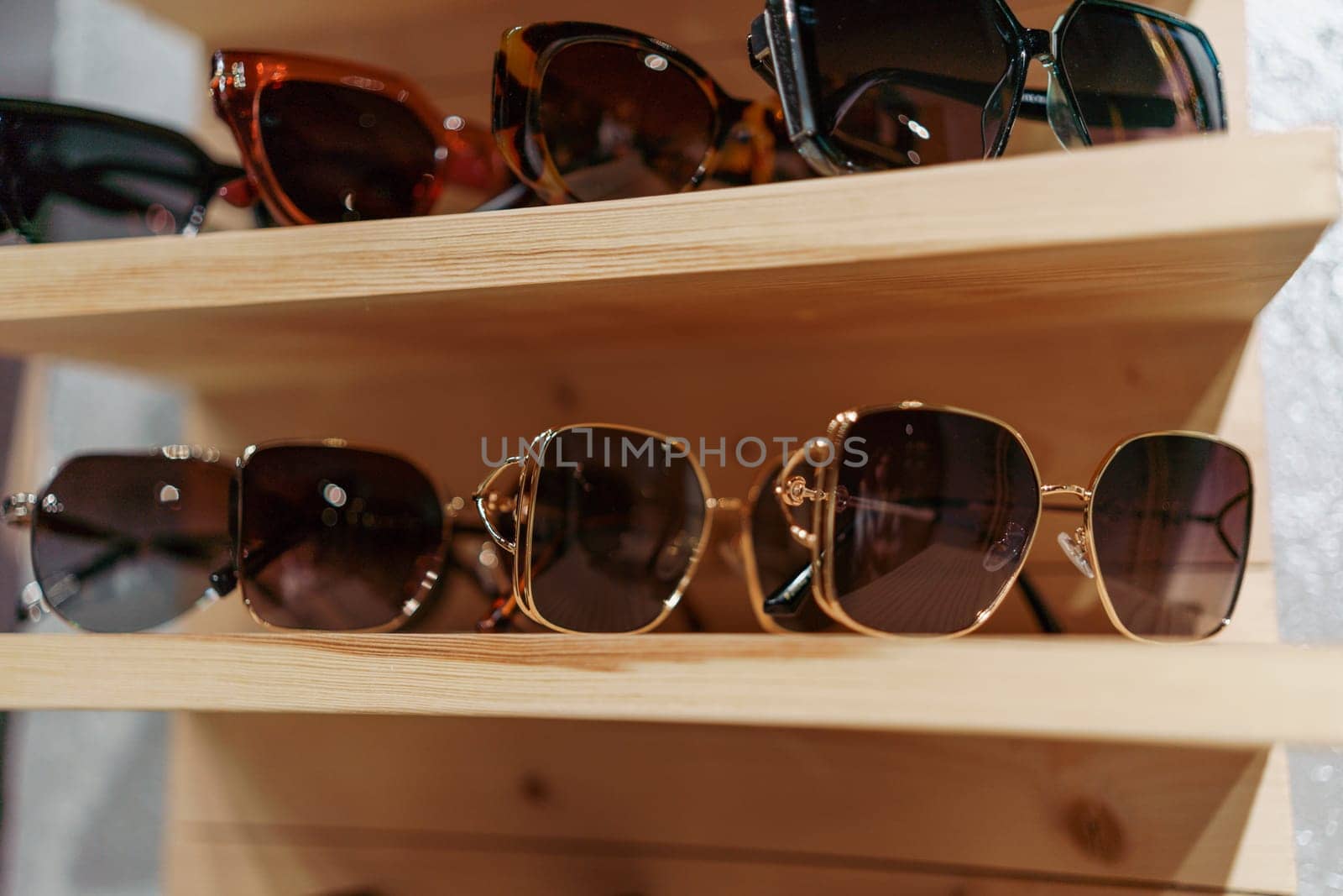 Fashion glasses store. Image and style services, selection of colors, types