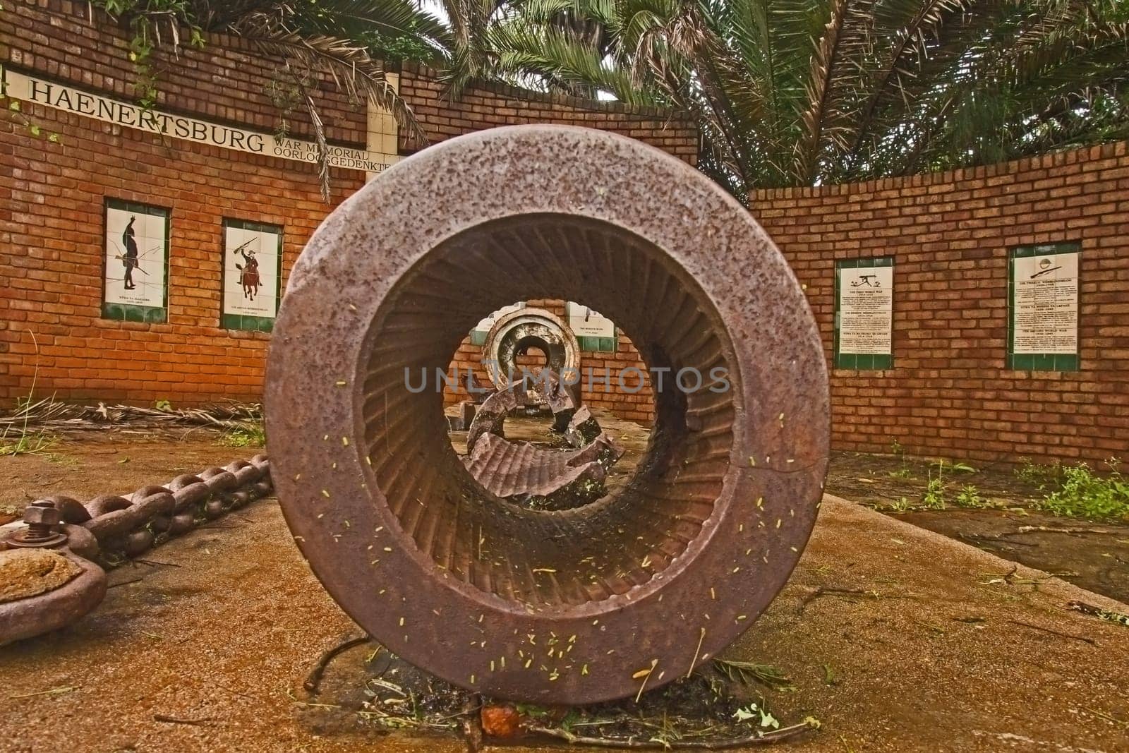 The remains of an Anglo-Boer War Creosot Long Tom gun forms the centre piece of a memorial to the soldiers from this area who fought in all the wars community members participated in.