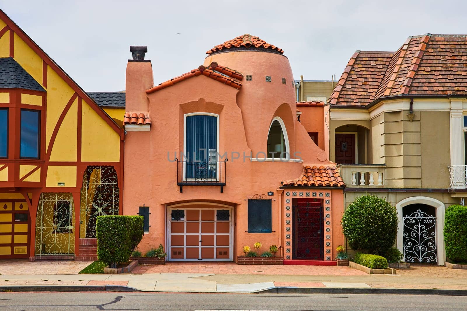 Image of Pink quirky home straight on in San Francisco by streets
