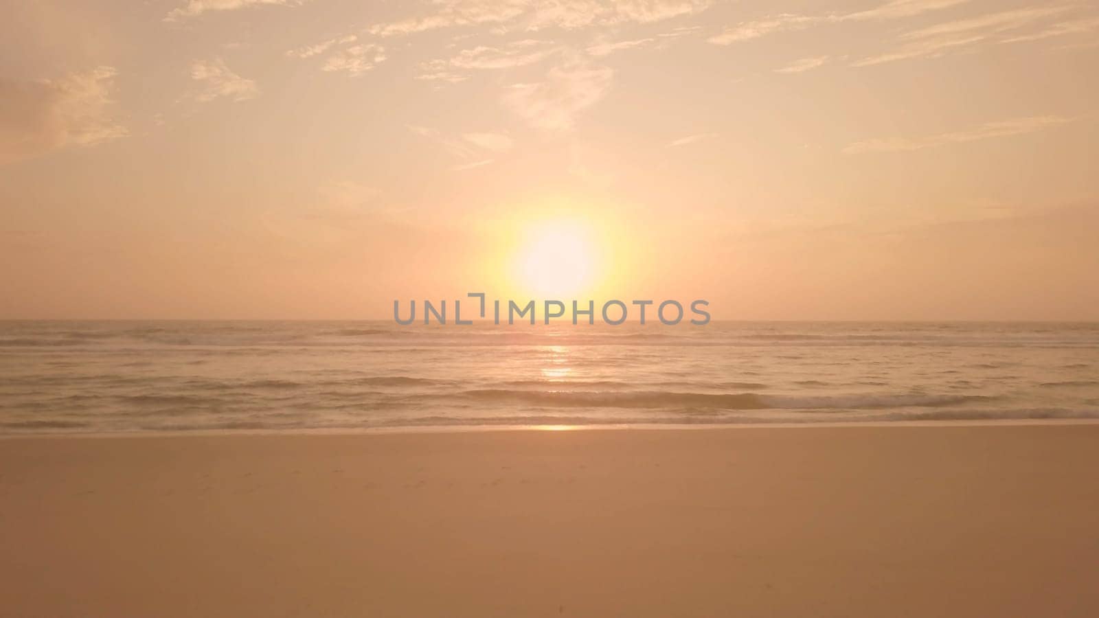 Aerial view of beach and sand dunes at sunset in Murtosa, Aveiro - Portugal. Aerial view.