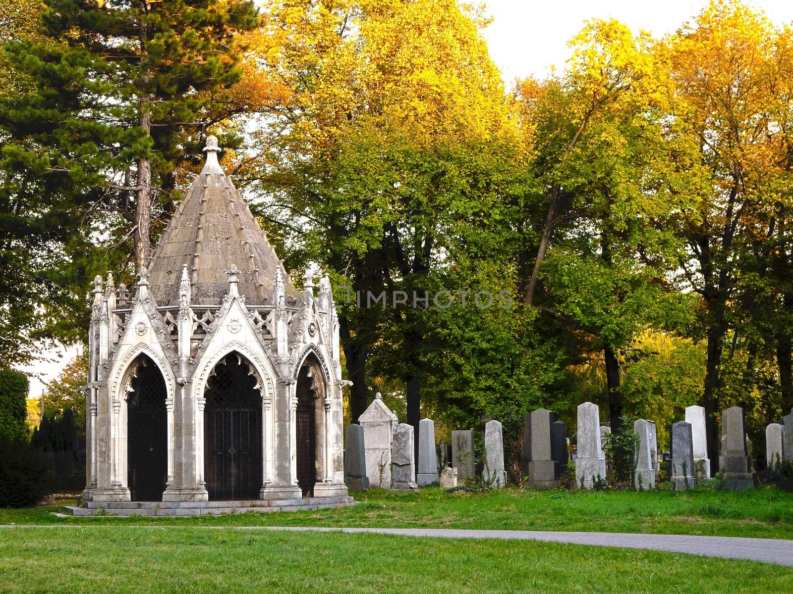 Jewish cemetery,at the Vienna Central Cemetery in autumn