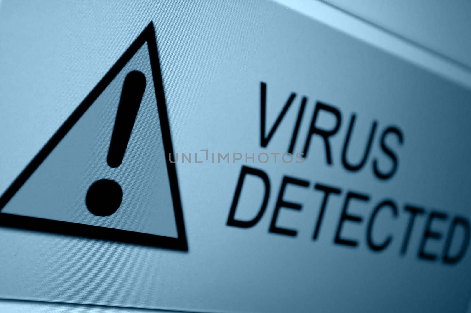 Closeup of Virus Detected Sign on LCD Screen