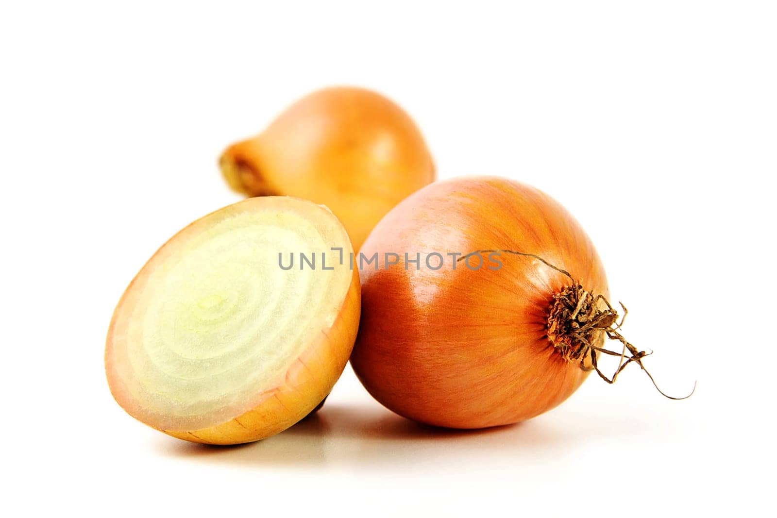 Onion with tile half isolated against white background