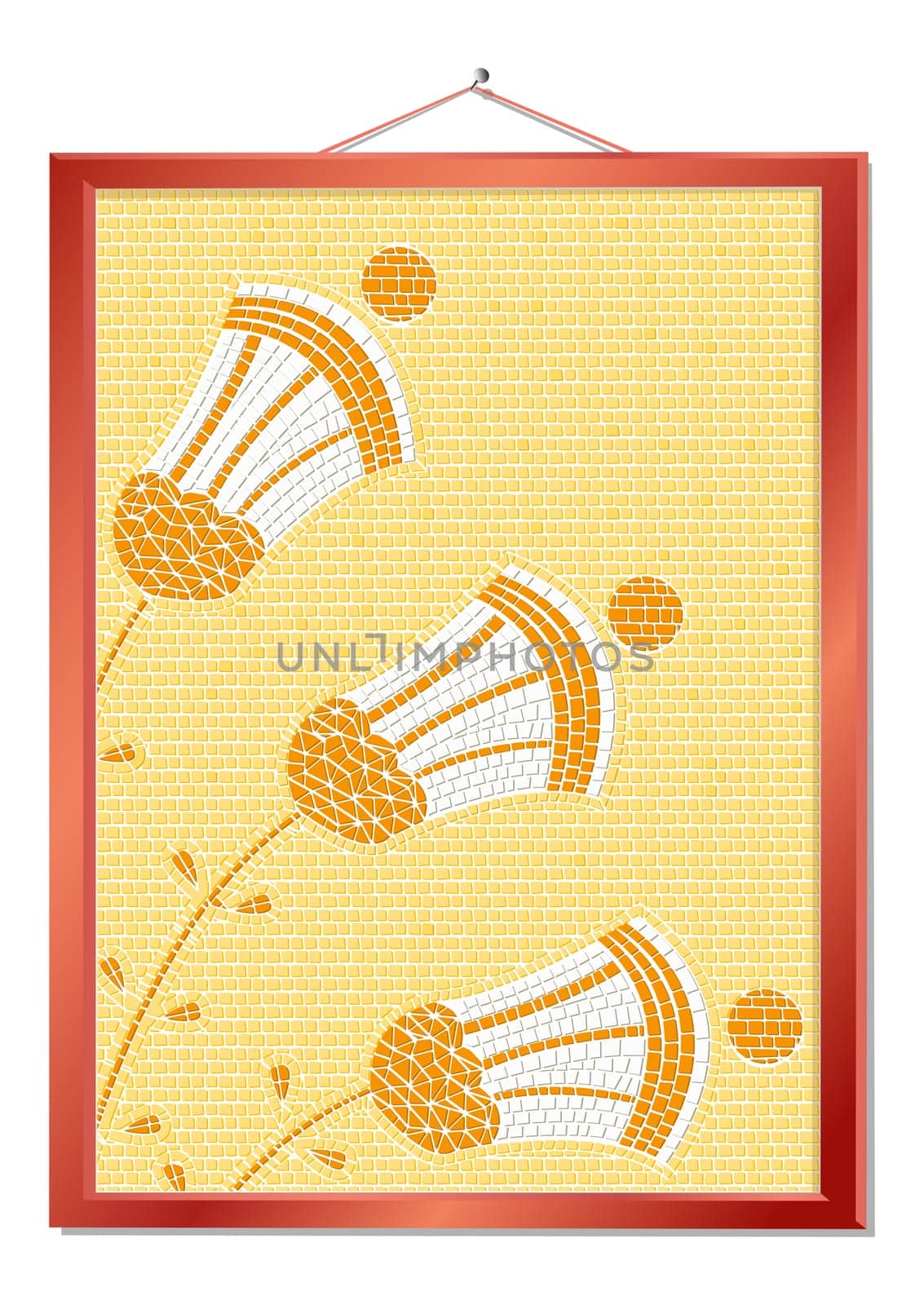 A floral mosaic framed, abstract art