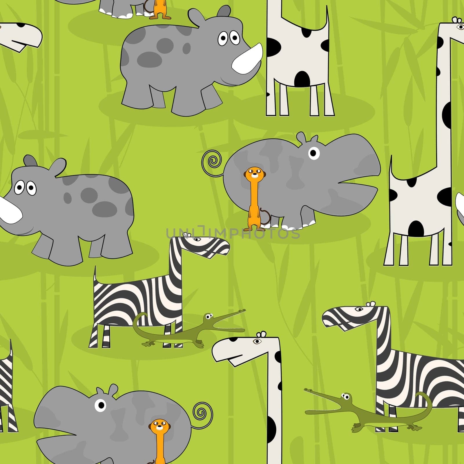 Cartoon animals tile pattern, seamless background design