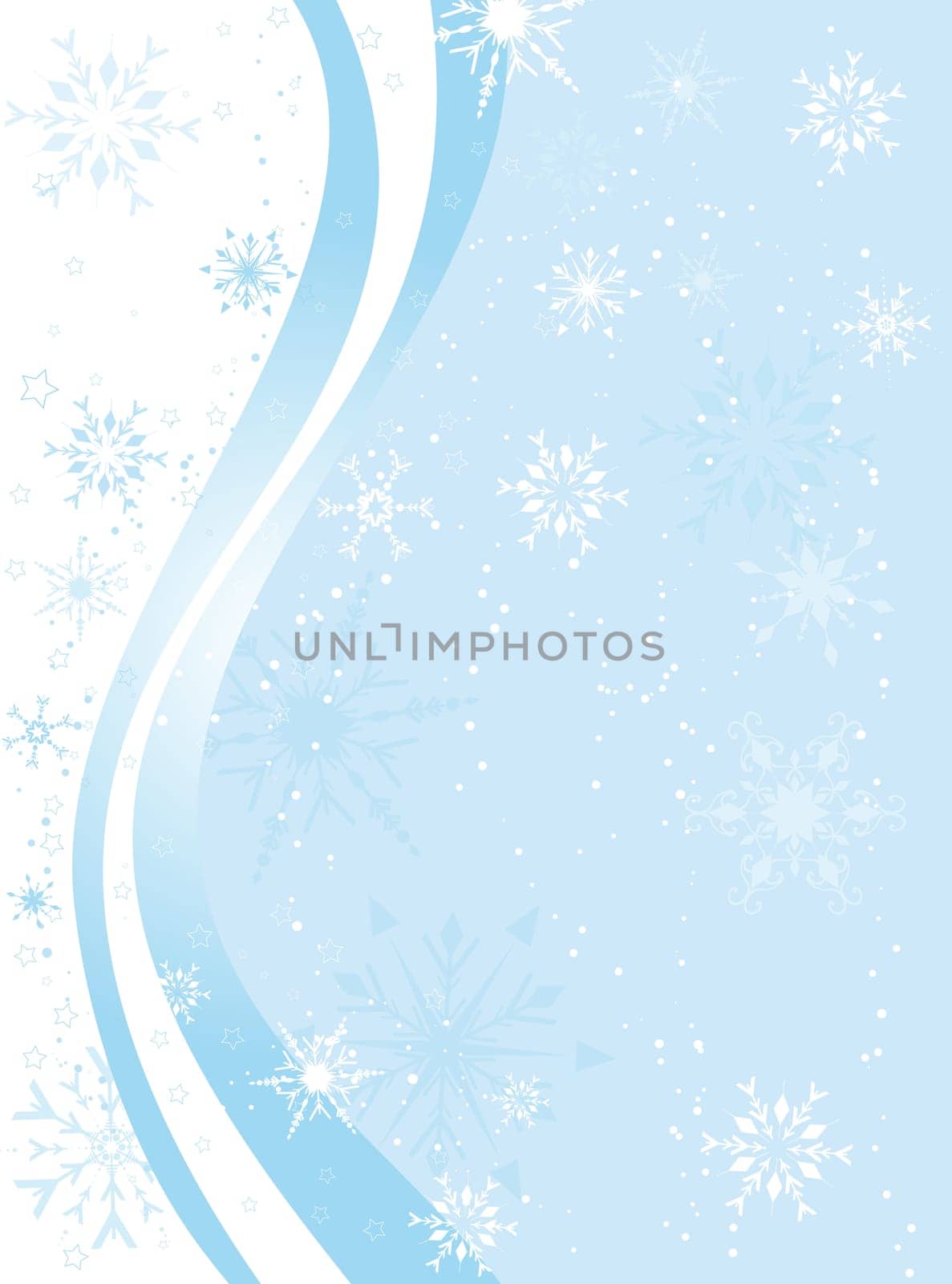 Decorative winter background with snowflakes and stars