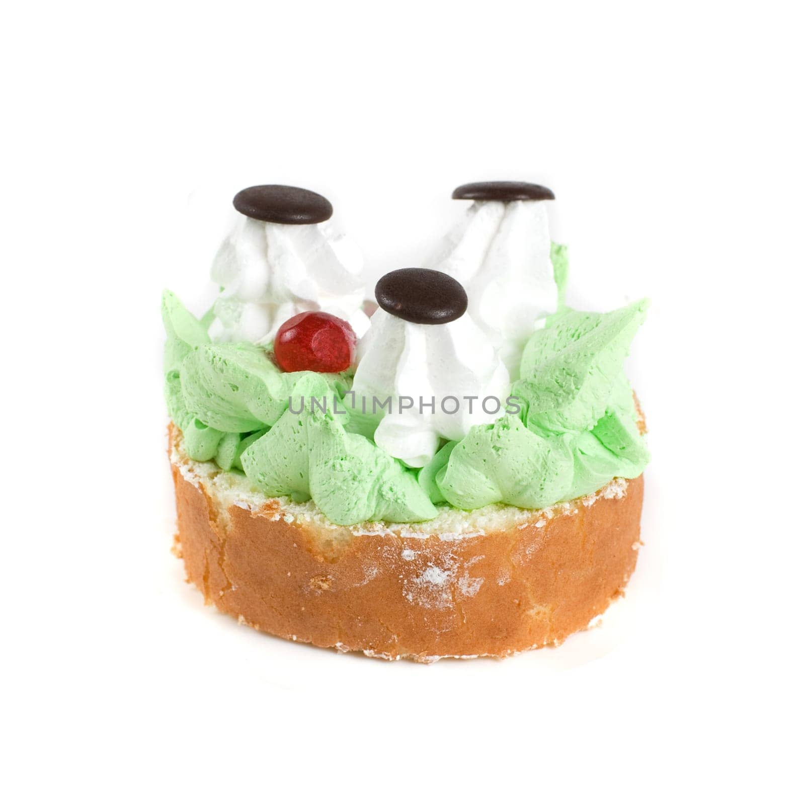 fresh cream cupcake isolated on white and cherry