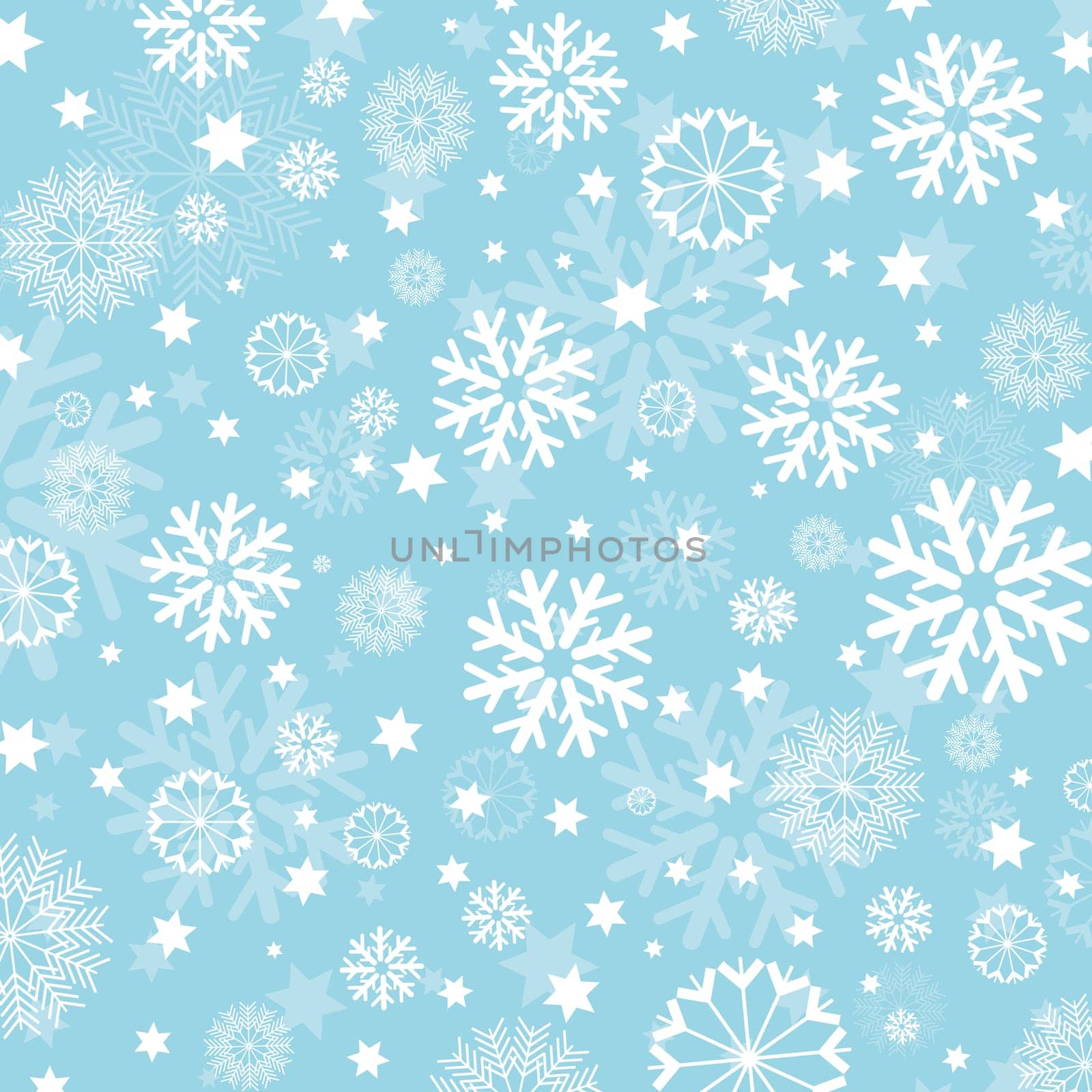 Christmas background of snowflakes and stars