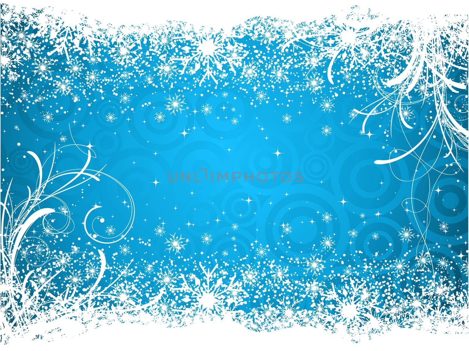 Background of snowflakes and stars
