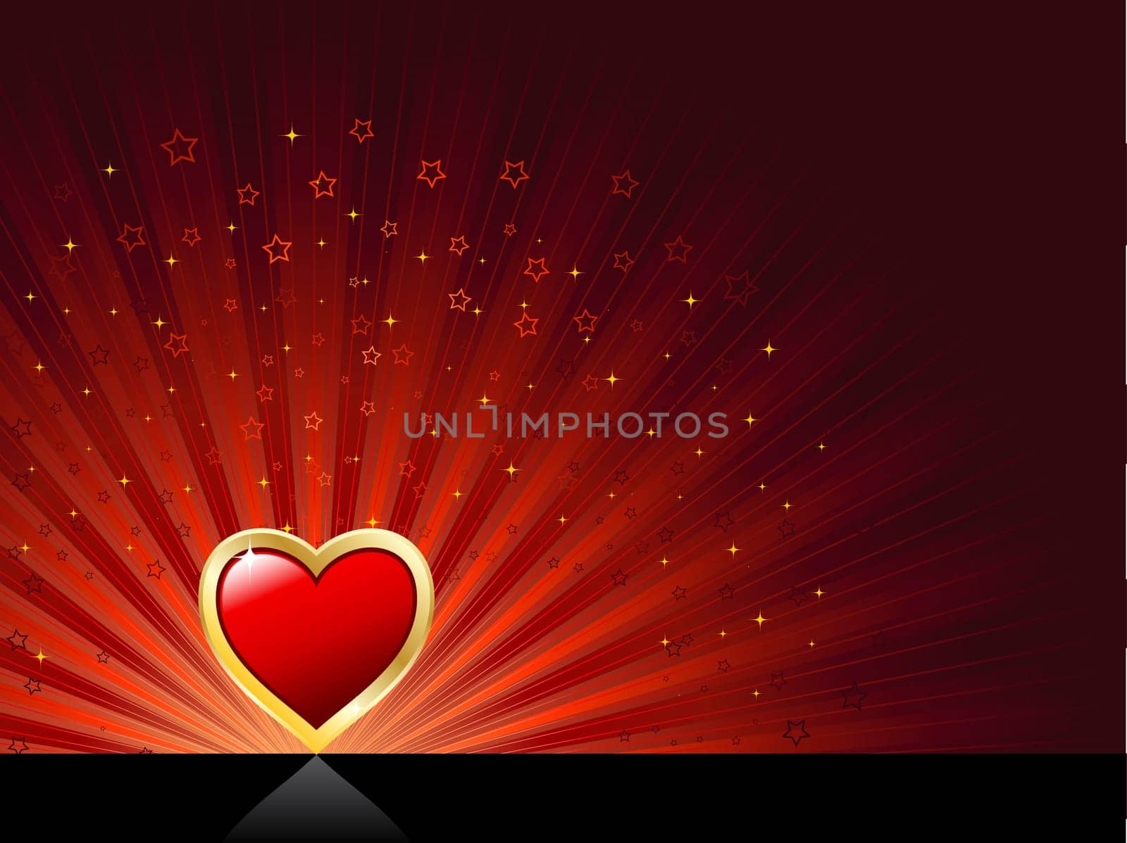 Valentines background with heart on starry background