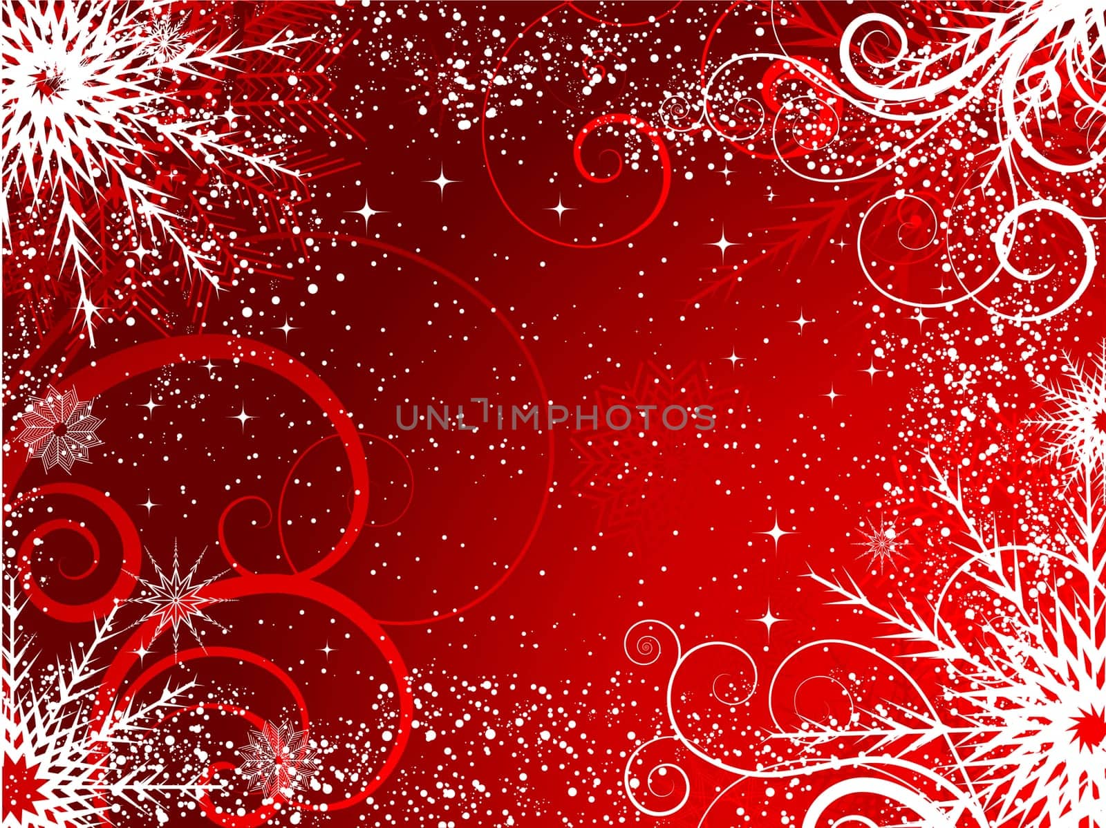 Decorative winter background with snowflakes and stars