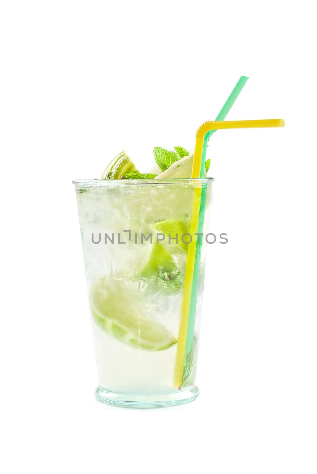classic mojito alcohol fresh cocktail isolated on a white