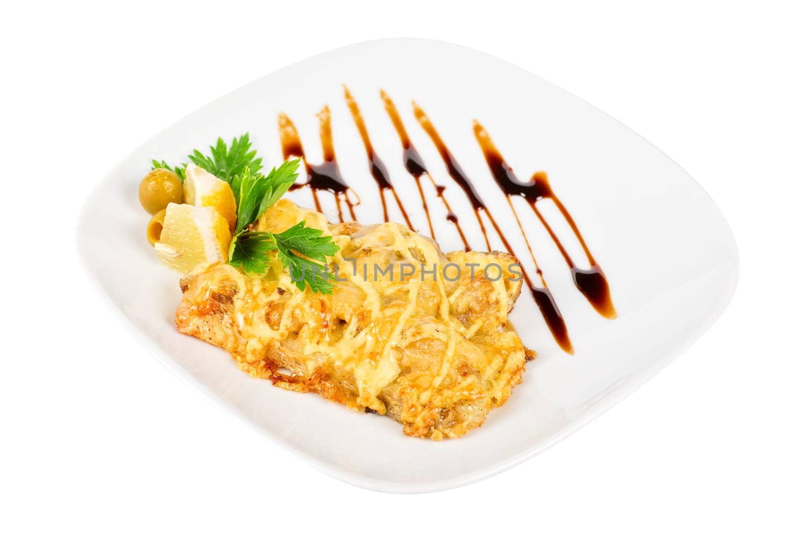 Tasty fish pike perch with mix of vegetables