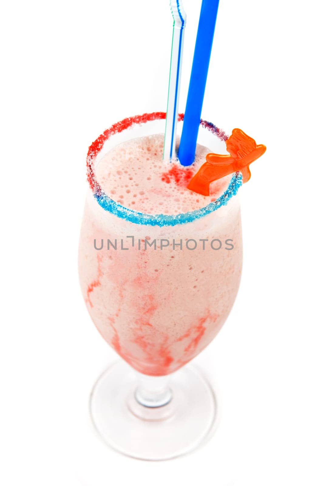 Cocktail from ice-cream, grape juice, apple juice, apricot juice and cherry juice