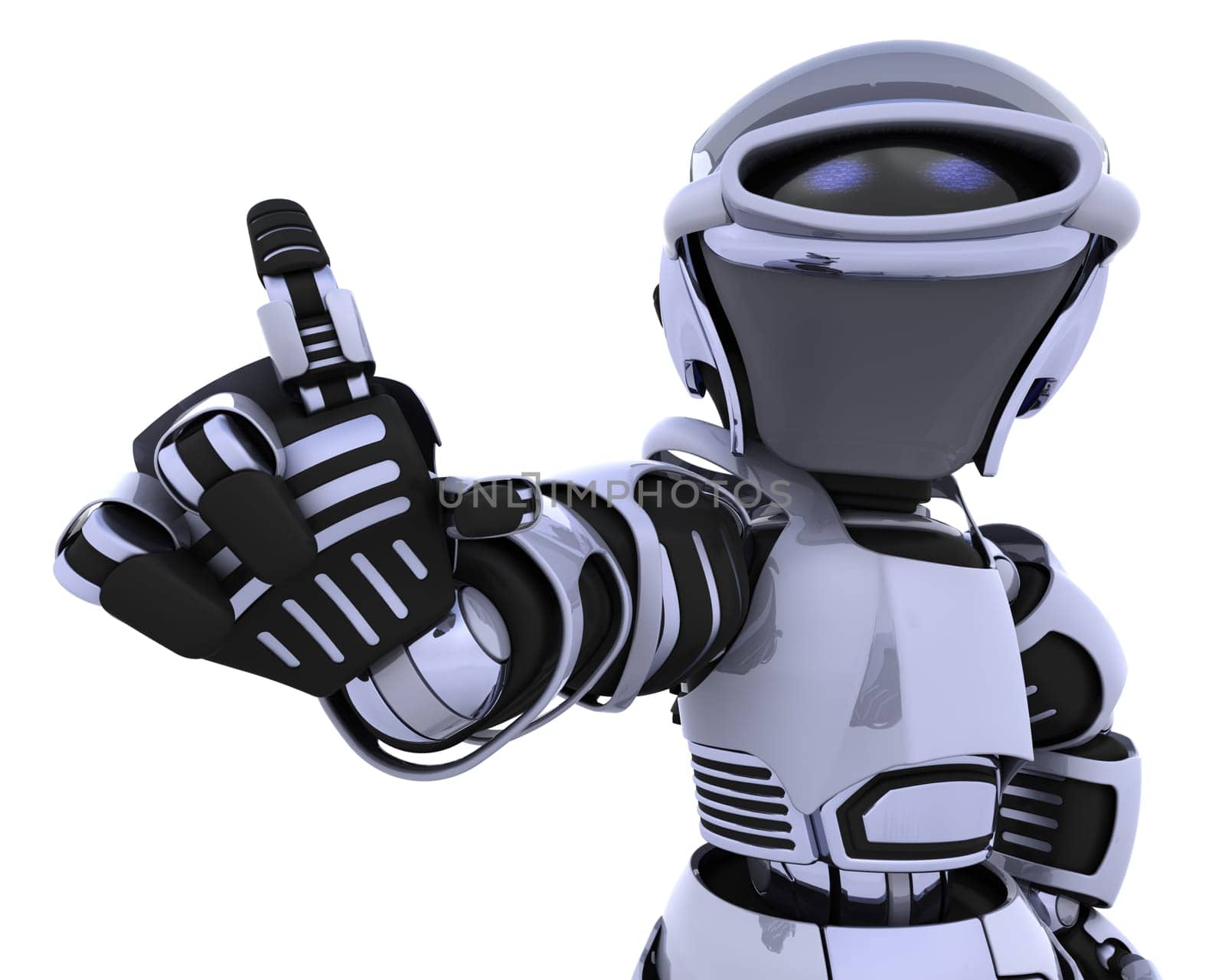 3D render of a robot introducing or presenting