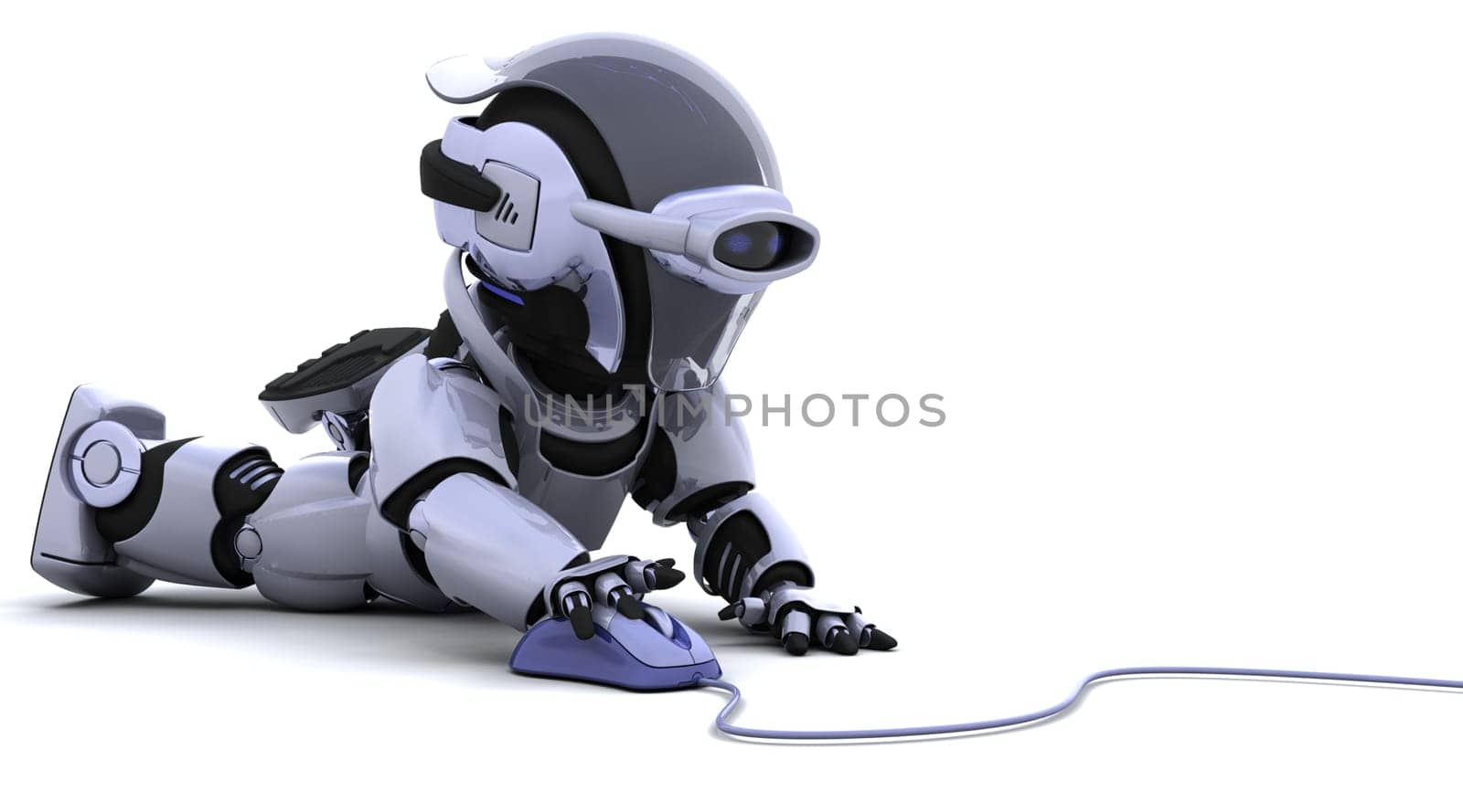 3D render of robot with a computer mouse