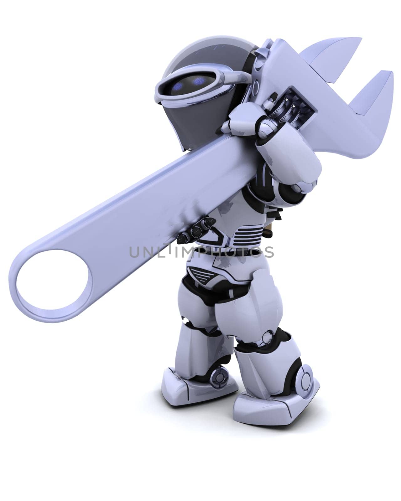 3D render of robot with a wrench