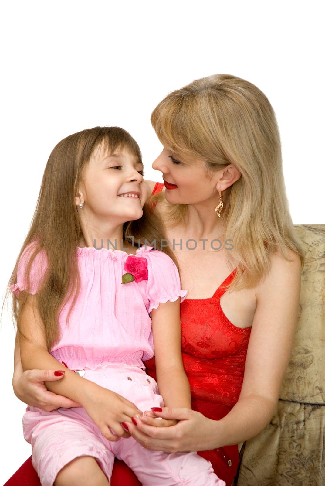 Mother and the daughter smile each other