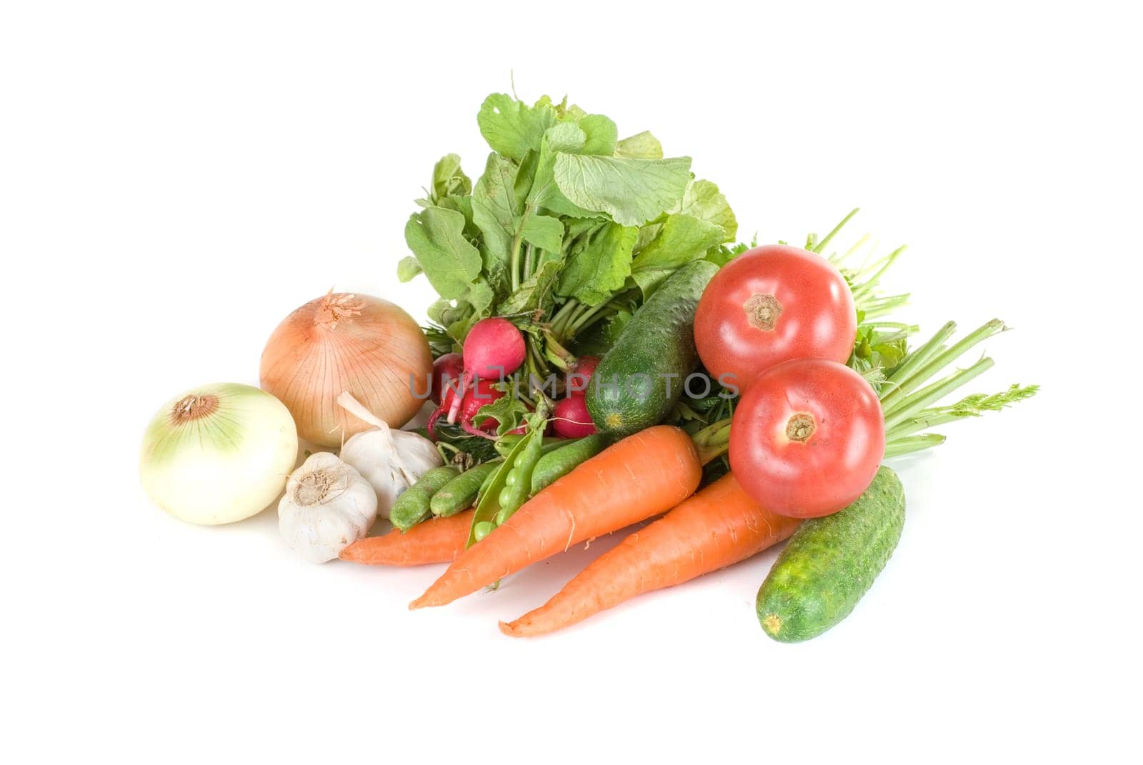 heap of vegetables isolated on white background