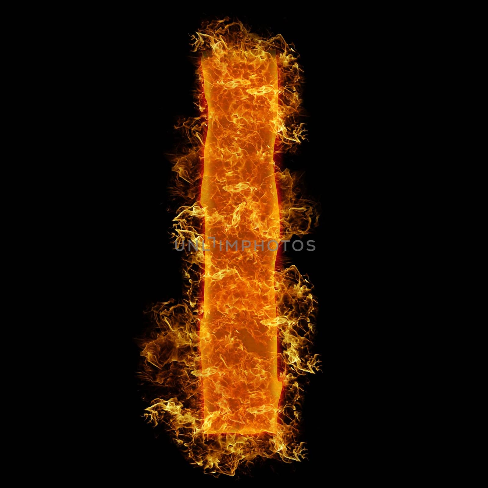 Fire small letter L on a black background