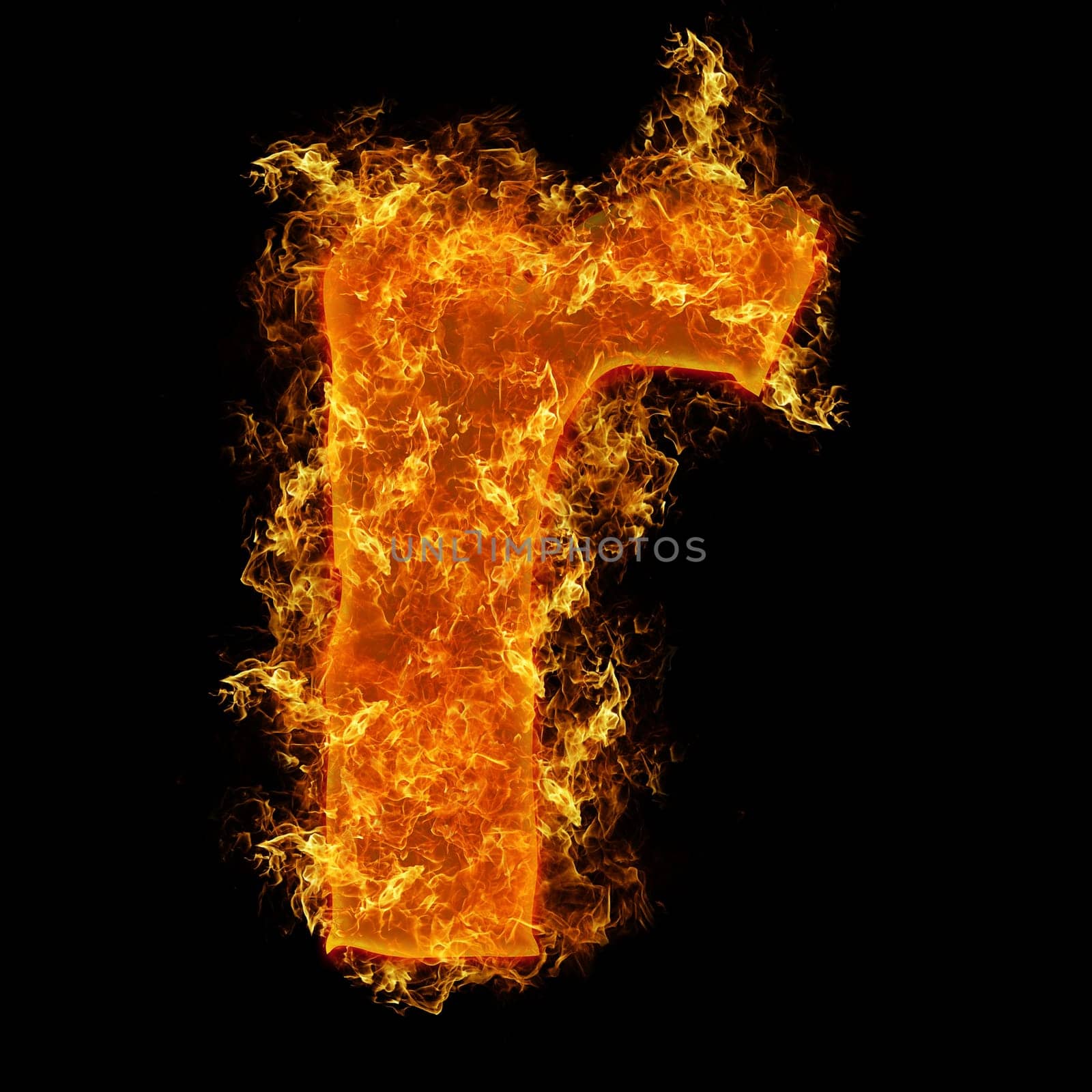Fire small letter R on a black background