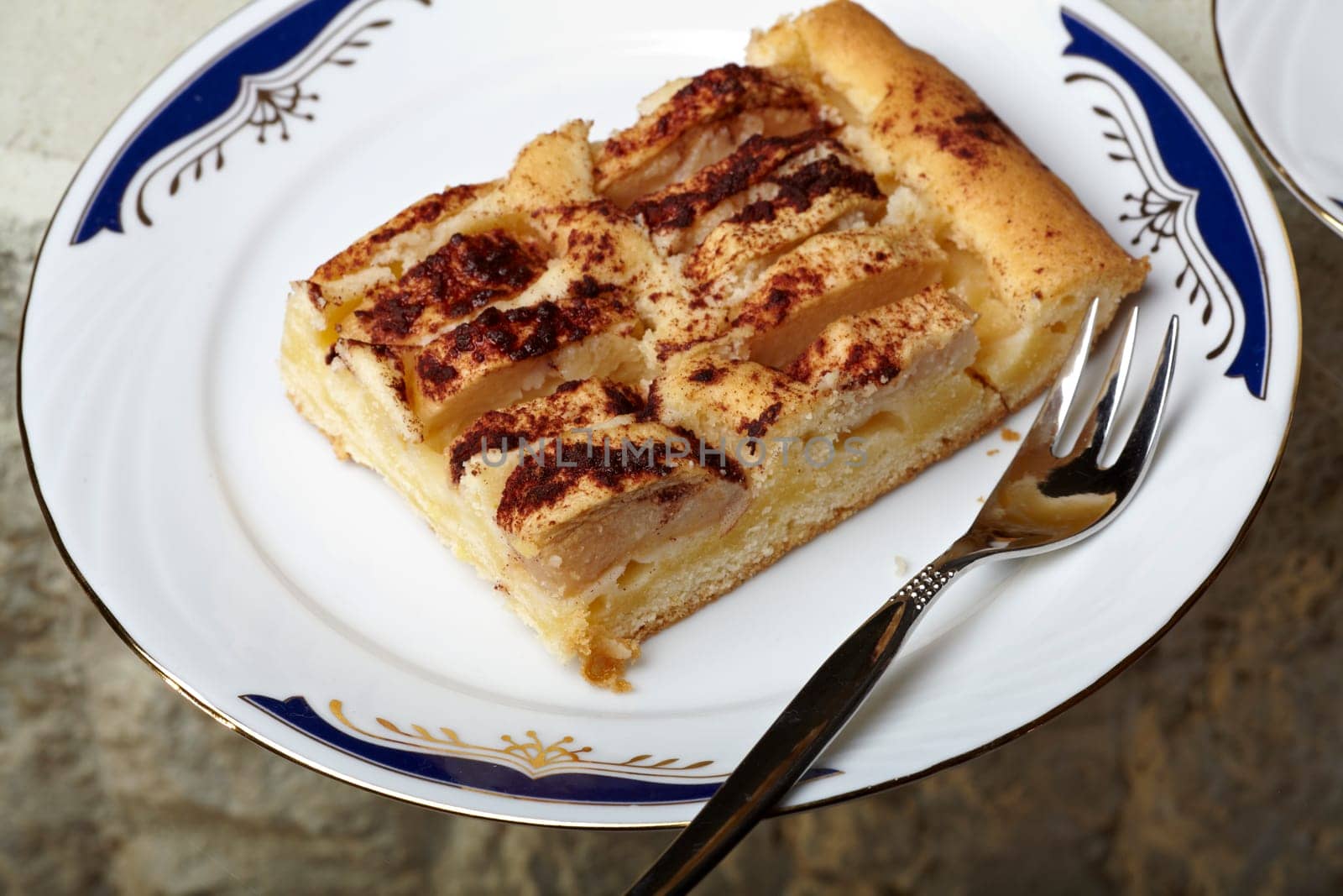 Piece of apple pie in close-up