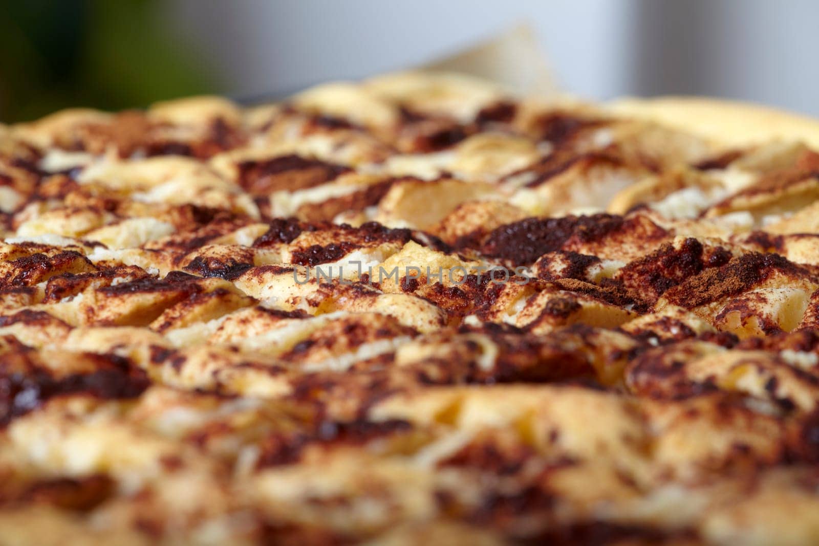 Apple pie on baking sheet