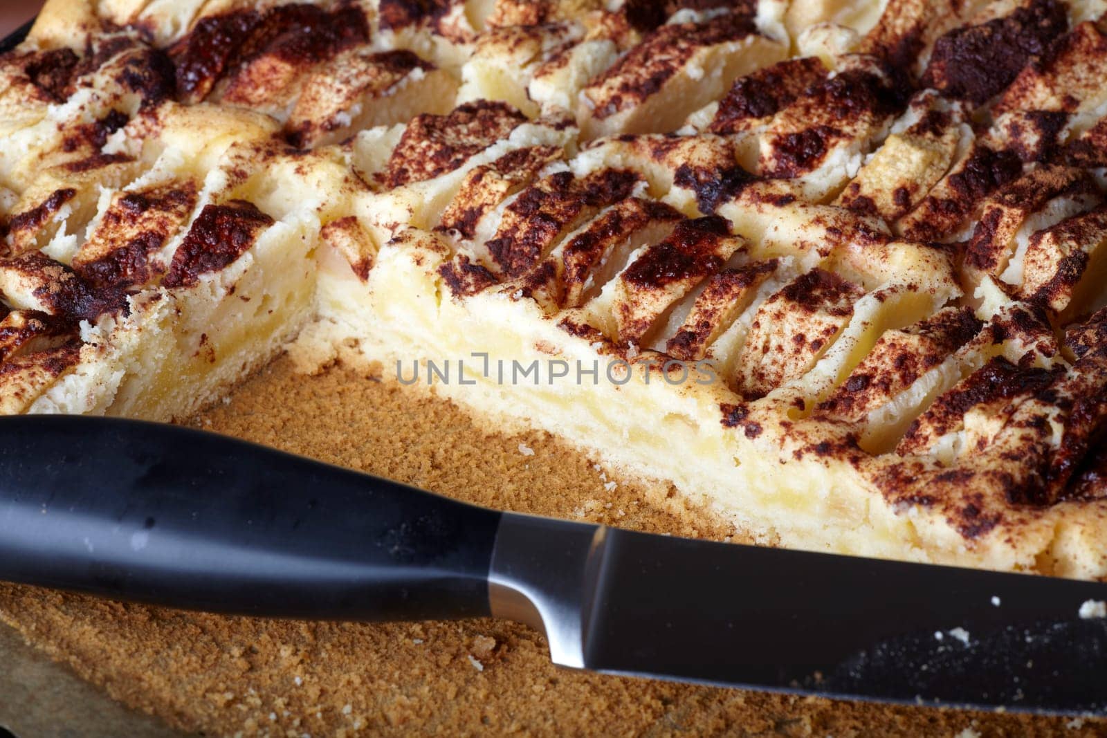 Apple pie on baking sheet