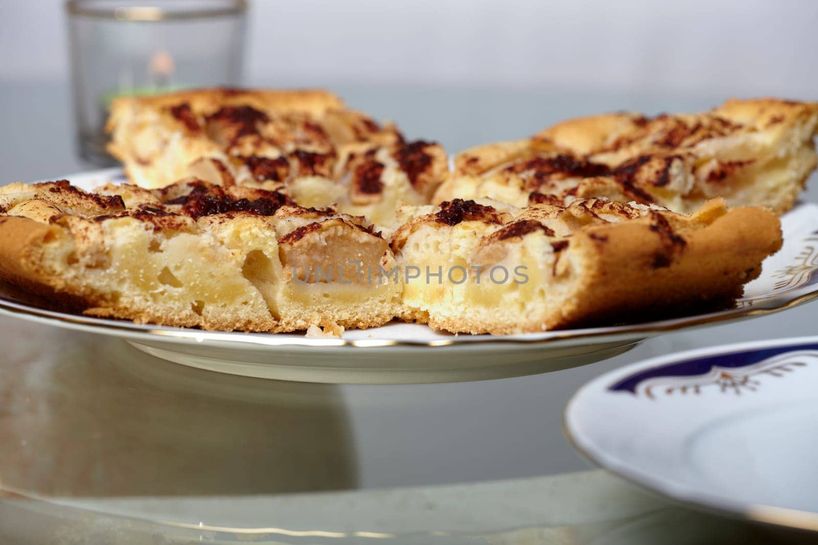 4 pieces of apple pie on a plate