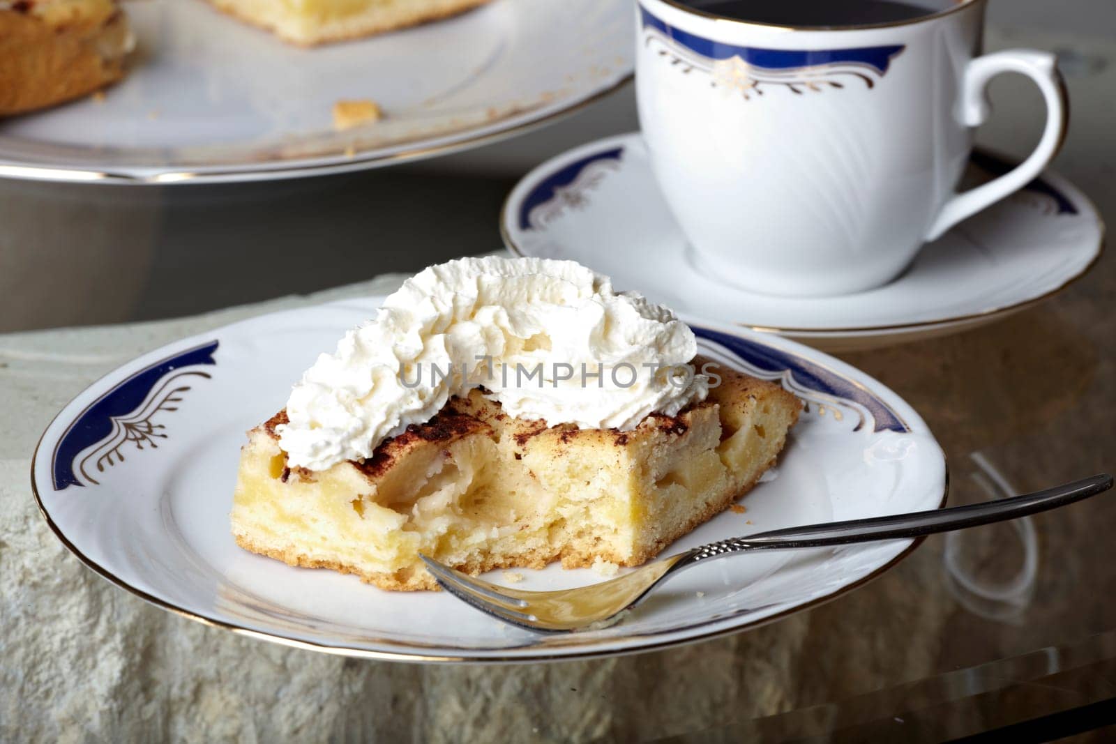 Apple pie with whipped cream