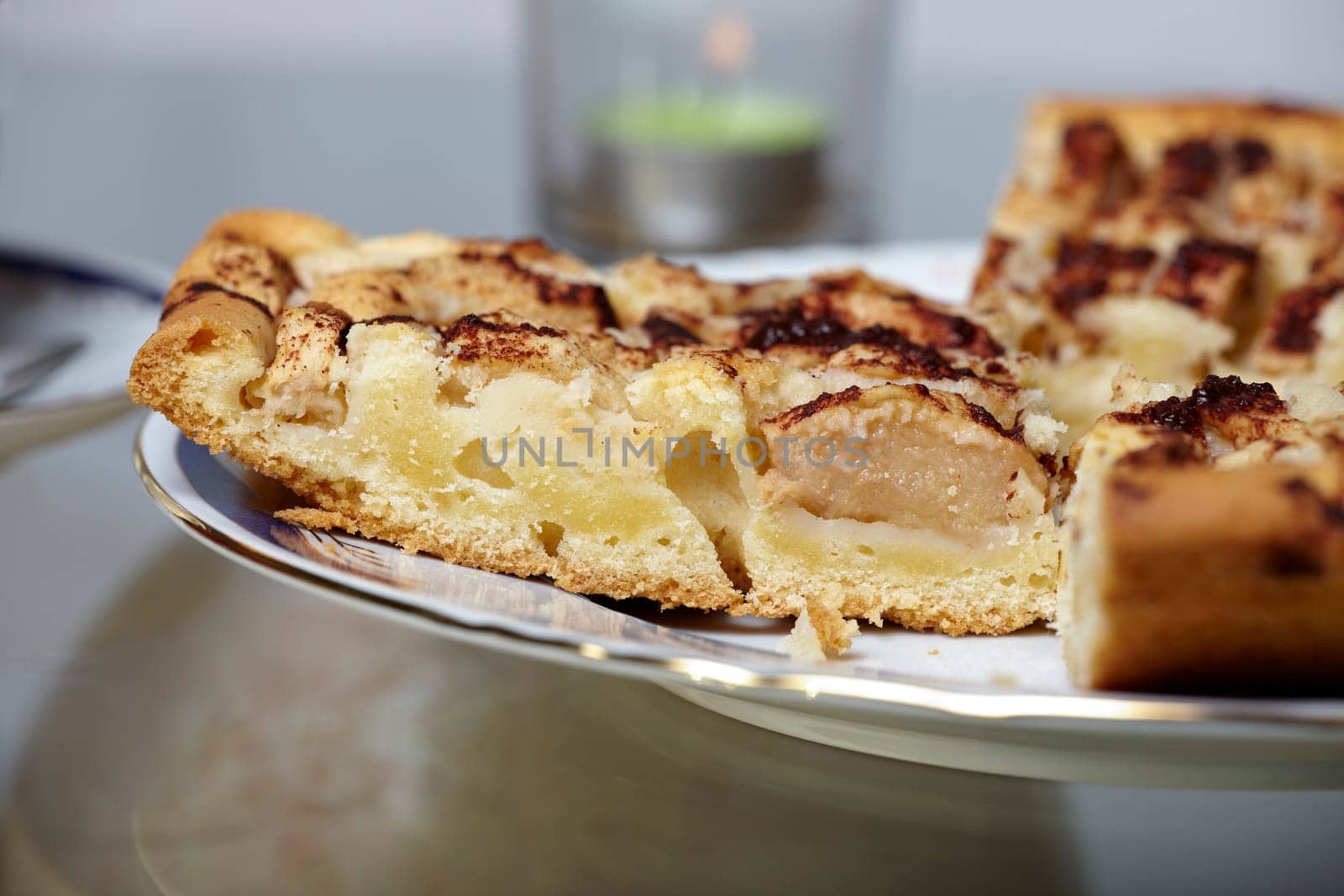 Piece of apple pie in close-up