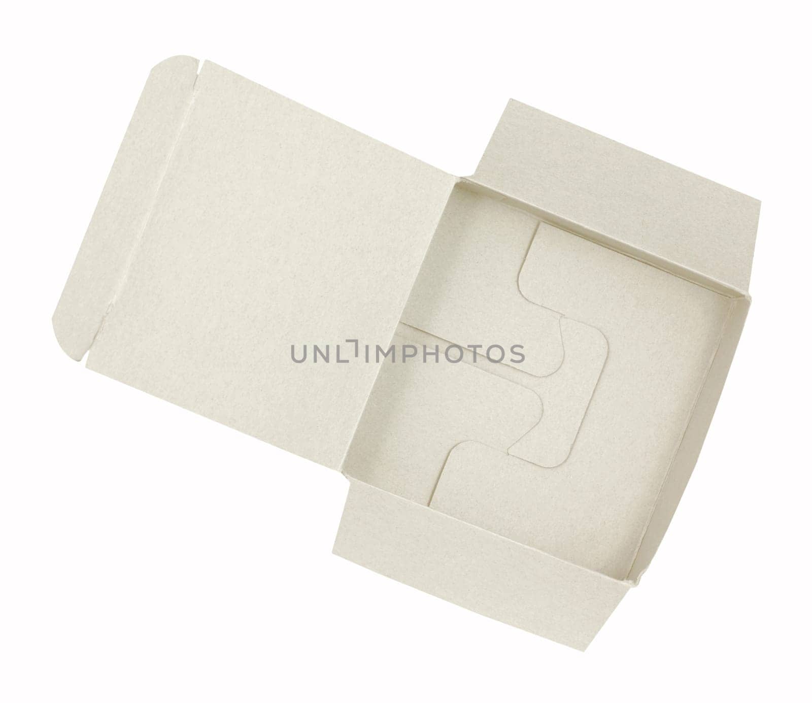 Open carton box isolated in white