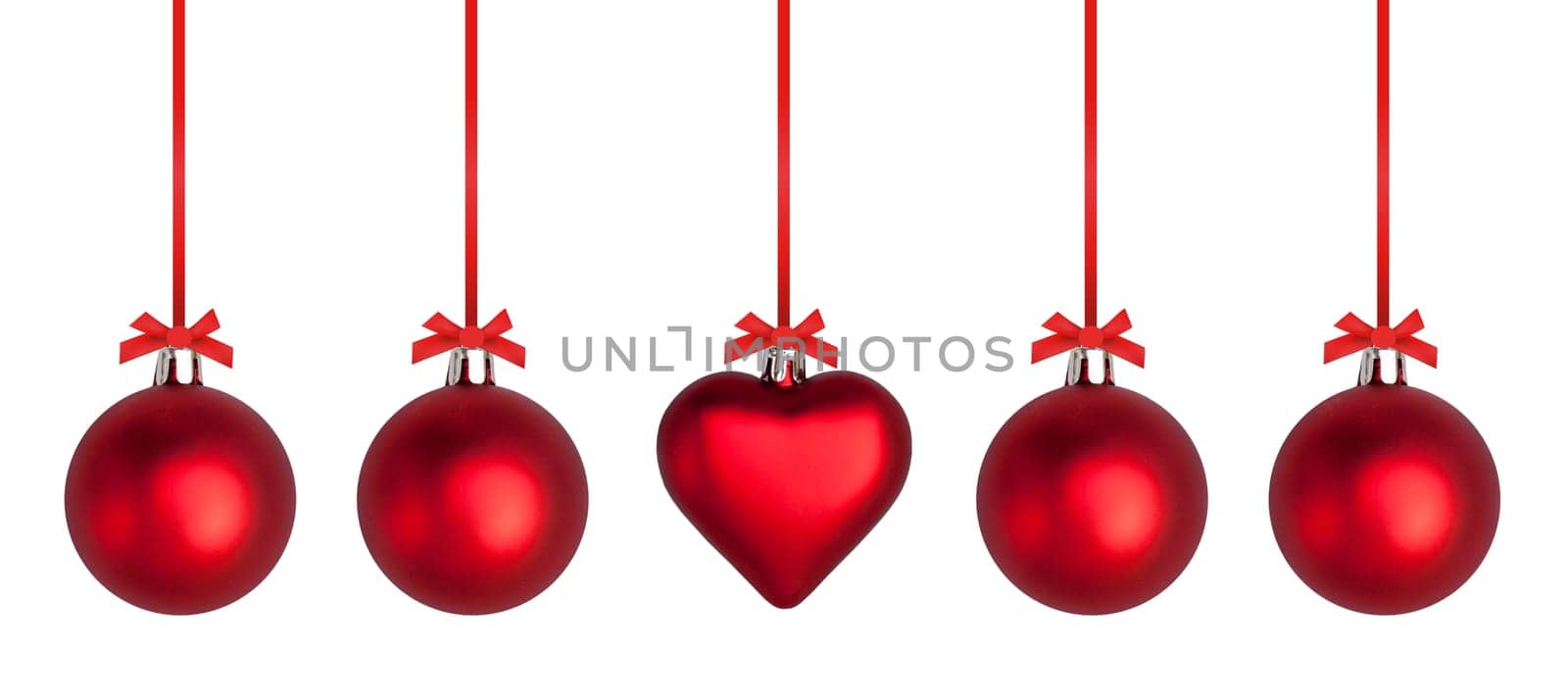 Christmas balls with red ribbon