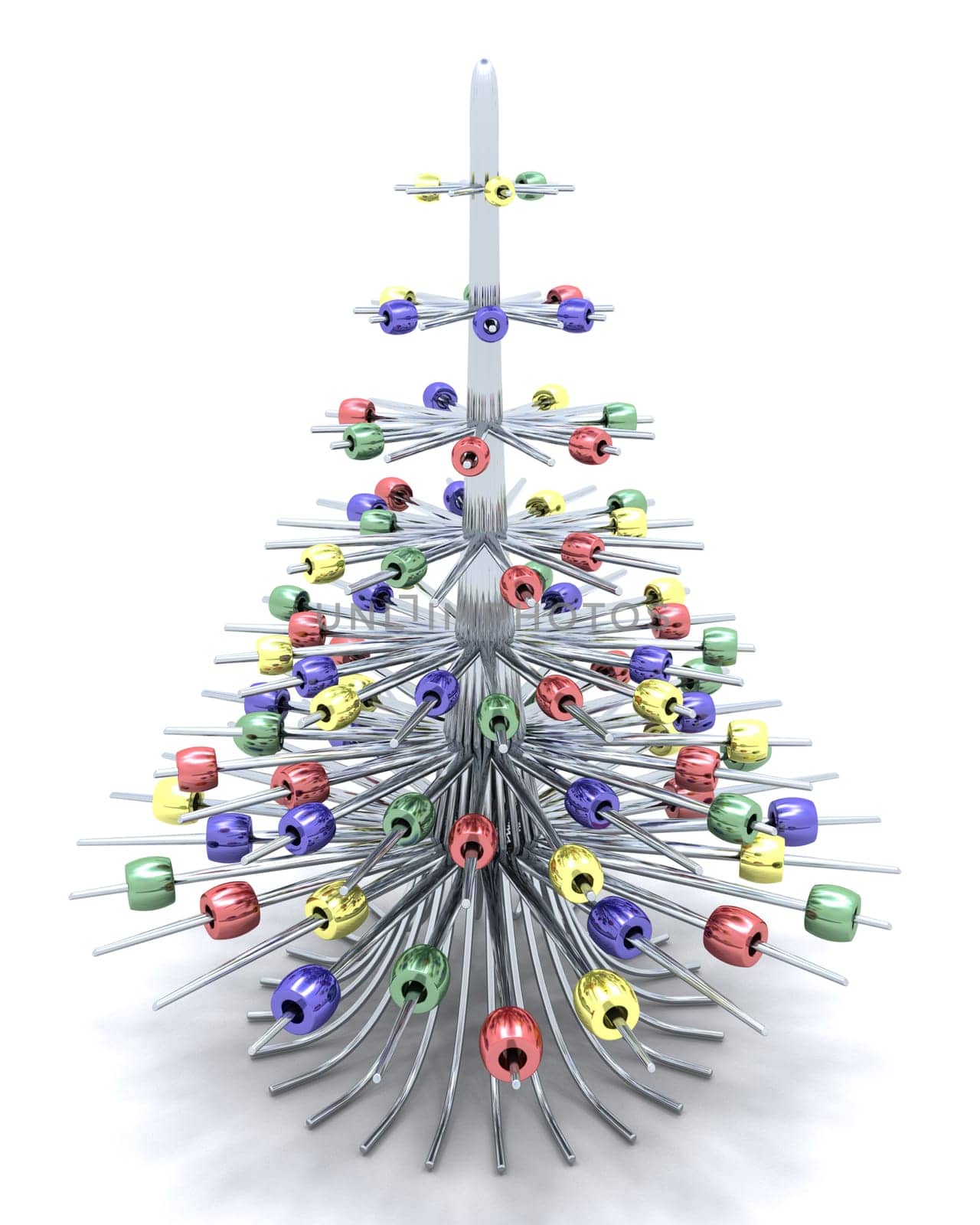 3d render of a chrome abstract christmas tree