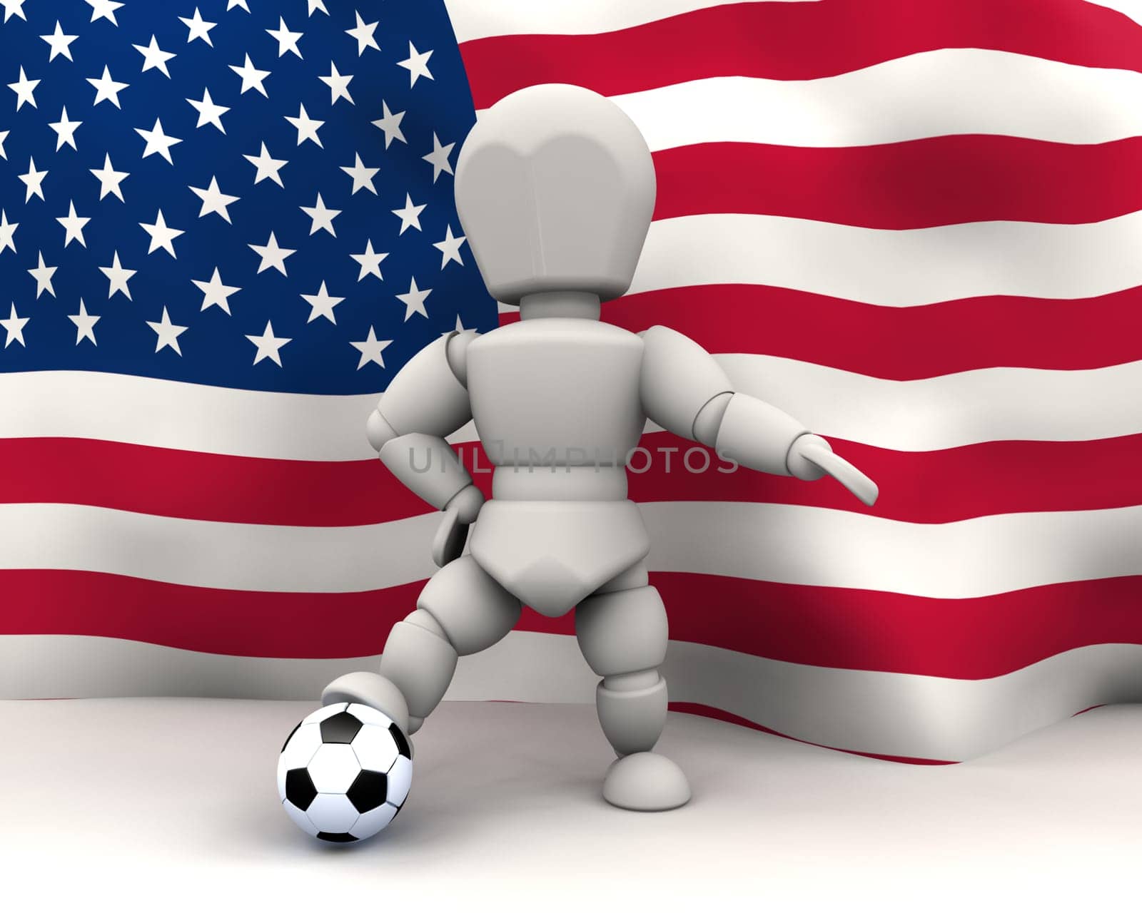 3D render of man with football