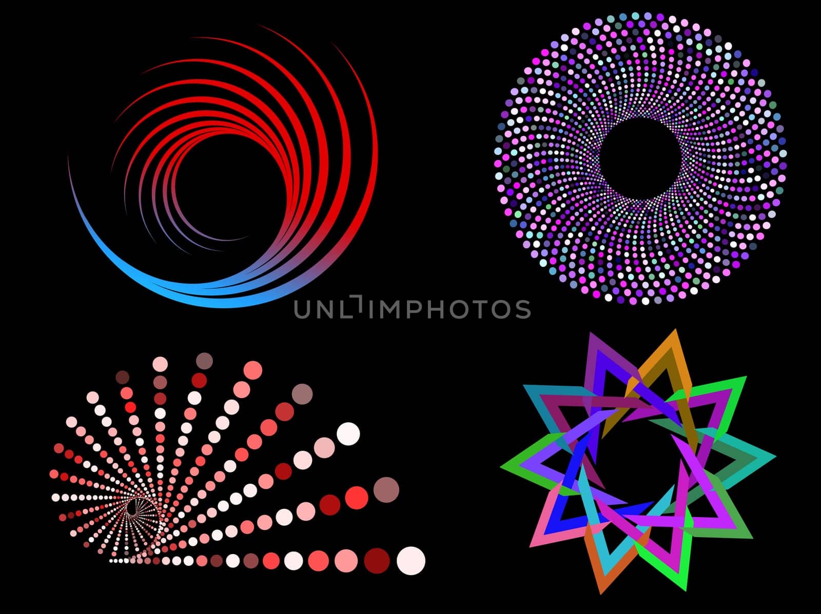 Various multi coloured circular design elements