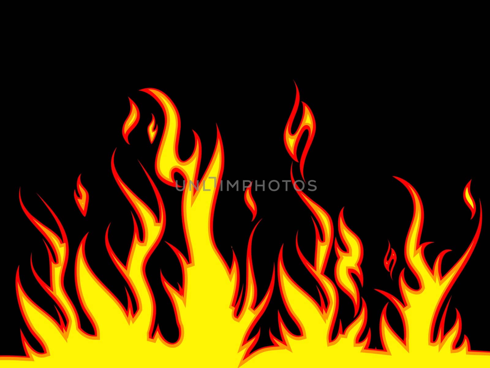 Illustration of flames on a black background