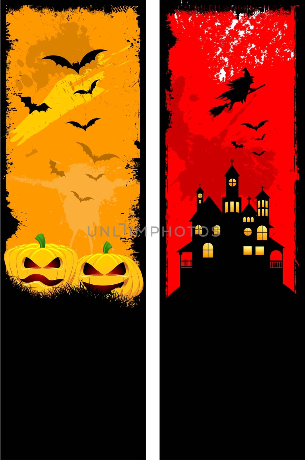 Two designs of grunge style Halloween backgrounds