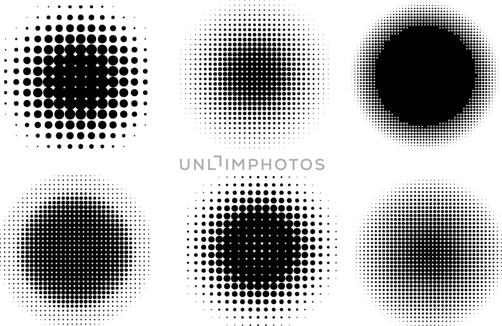 Various different circular halftone dot designs