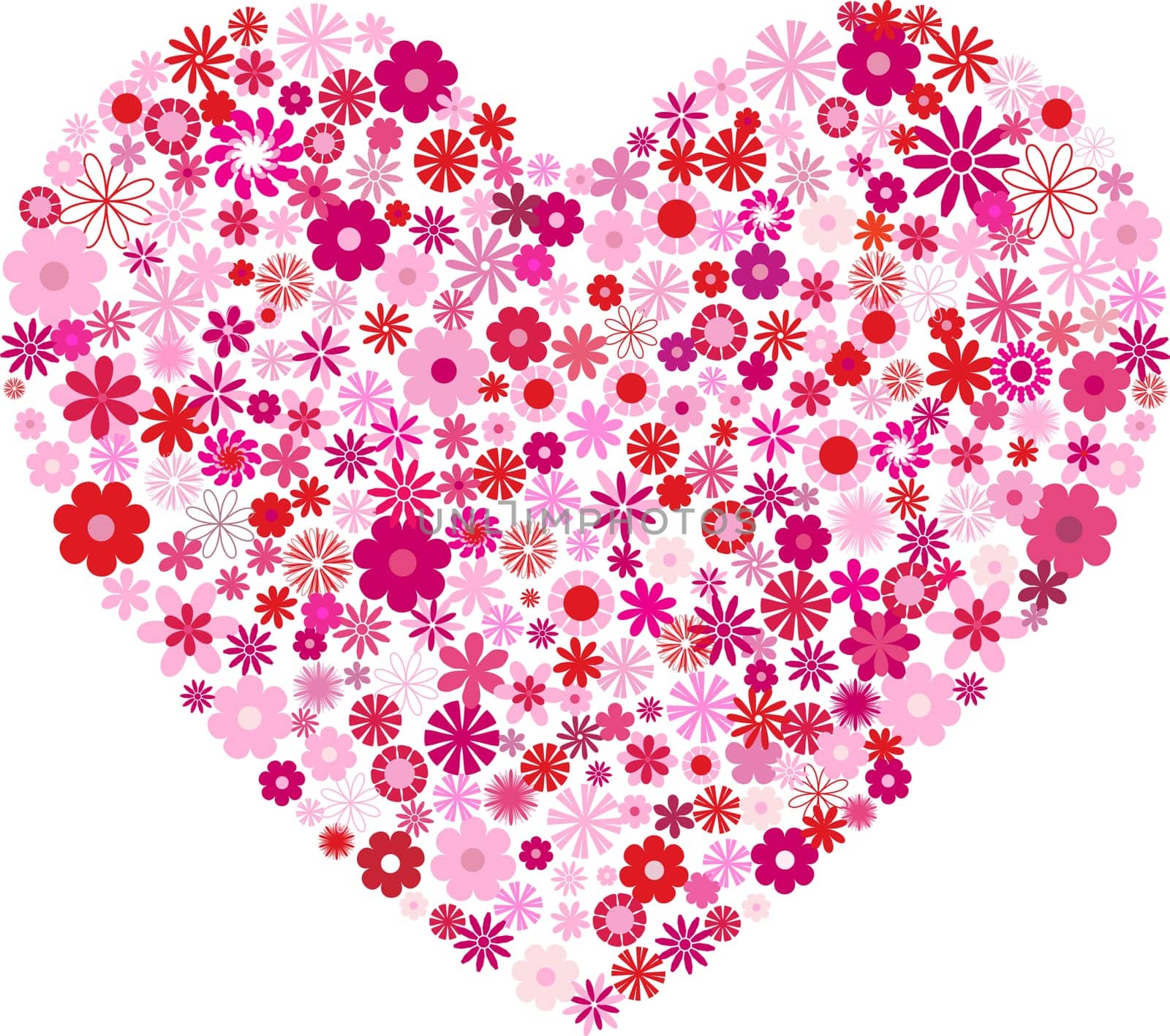 Heart shaped filled with lots of flowers