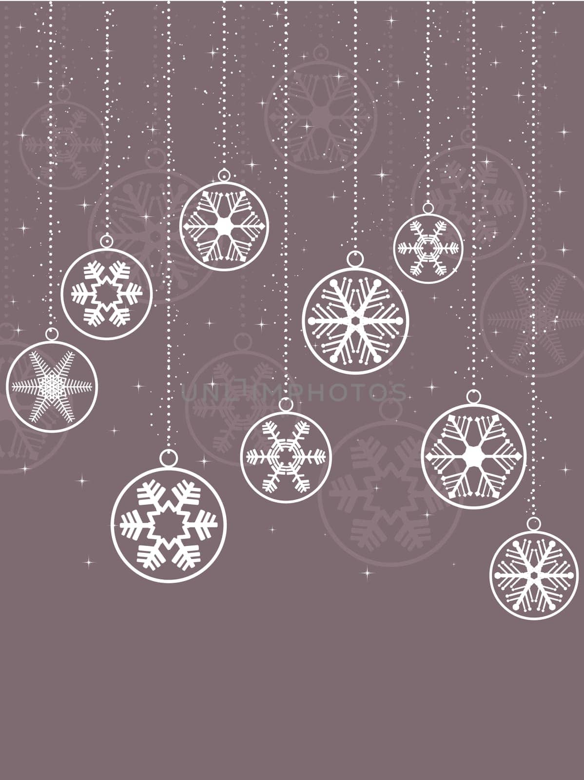 Decorative Christmas background with hanging snowflakes