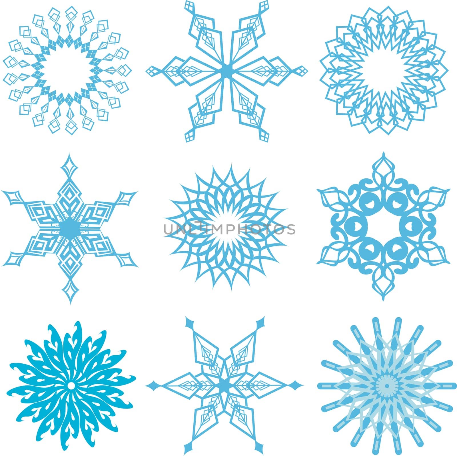 Collection of different snowflake designs