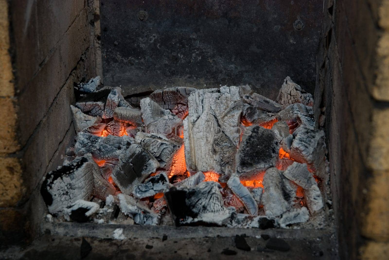photo of the live coals at stove