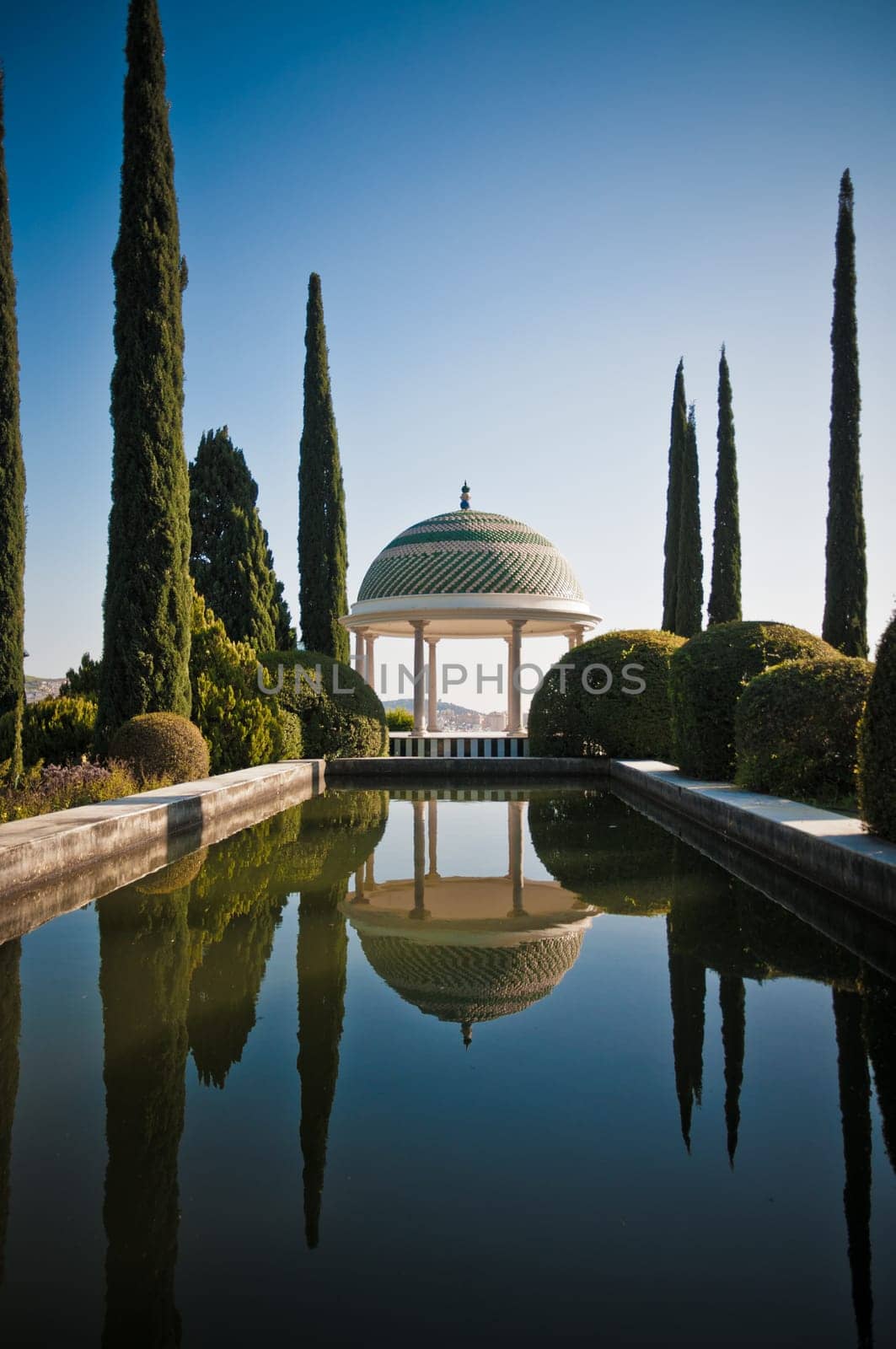 Botanic Garden of Malaga, Andalusia, Spain with a pool