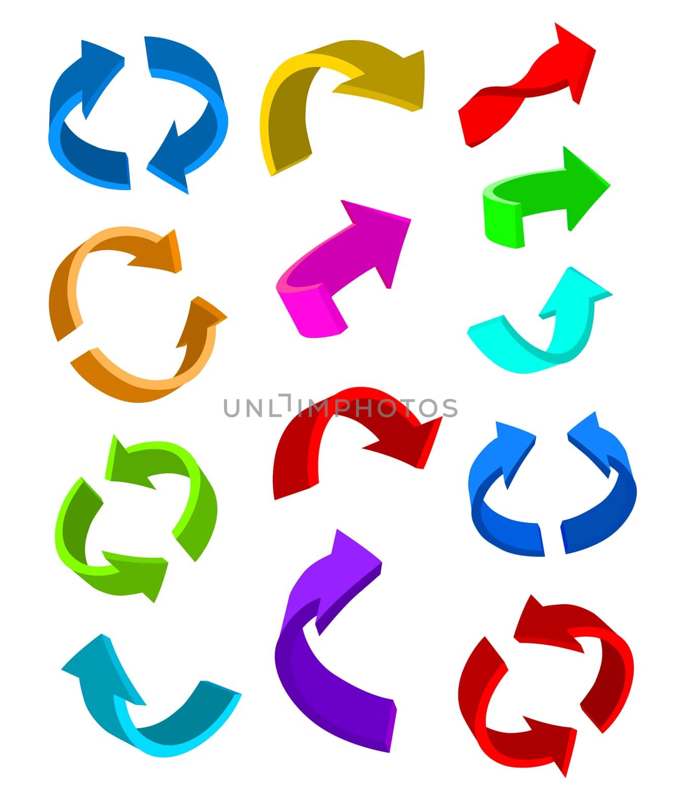 Set of glossy arrow icons for web design on white background