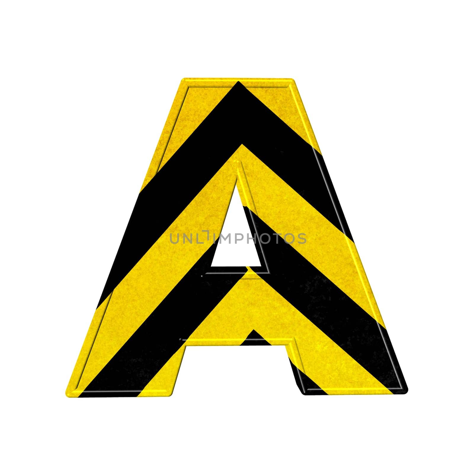 letters in black and yellow danger stripes .